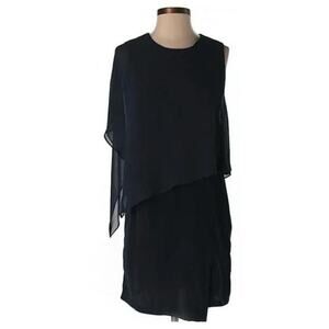 Kai-aakmann Black One Shoulder Drape Dress Sz Small